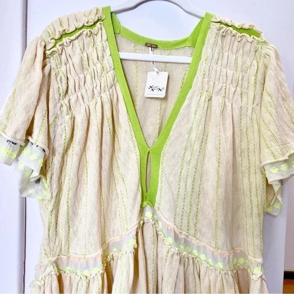 New Free People Bella Tunic Dress Embroidered Babydoll Boho Ivory - Picture 7 of 17